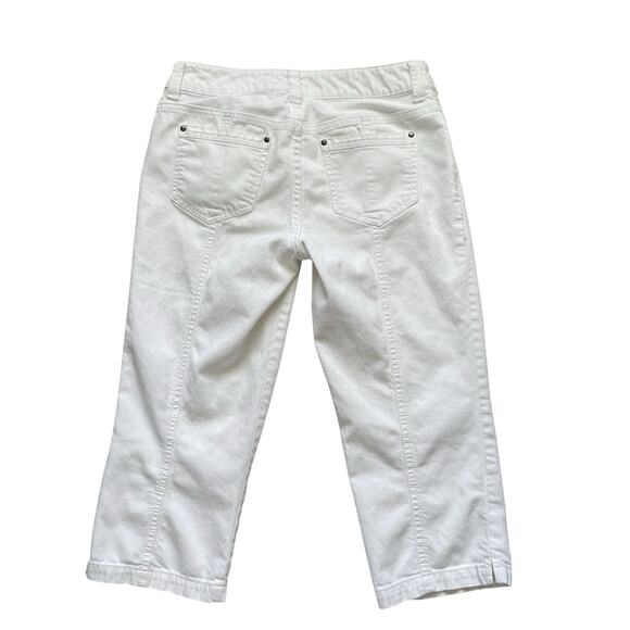 CHICO'S Platinum Denim White Capri Jeans 0 US 4, Coastal Casual Nautical Preppy - Picture 2 of 10